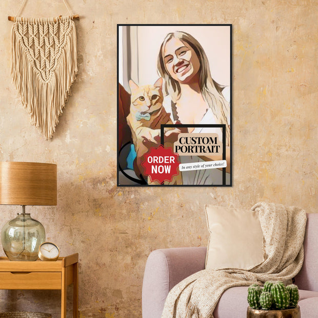 Custom Portrait with Frame | Trendy Cartoonized Family Wall Art | Classic Semi-Glossy Paper Wooden Framed Poster BABY VIBES & CO.