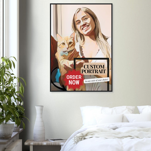 Custom Portrait with Frame | Trendy Cartoonized Family Wall Art | Classic Semi-Glossy Paper Wooden Framed Poster BABY VIBES & CO.