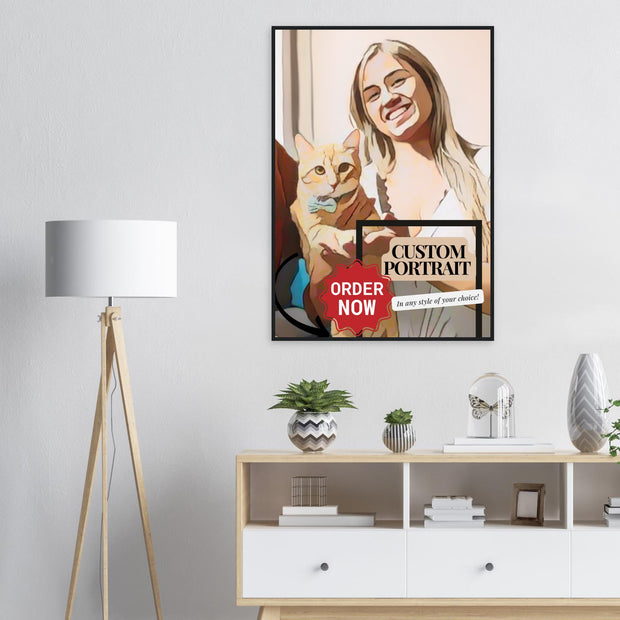 Custom Portrait with Frame | Trendy Cartoonized Family Wall Art | Classic Semi-Glossy Paper Wooden Framed Poster BABY VIBES & CO.