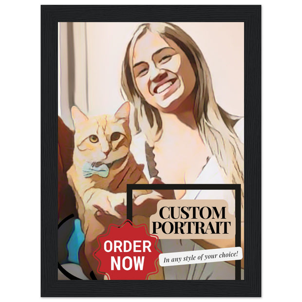 Custom Portrait with Frame | Trendy Cartoonized Family Wall Art | Classic Semi-Glossy Paper Wooden Framed Poster BABY VIBES & CO.