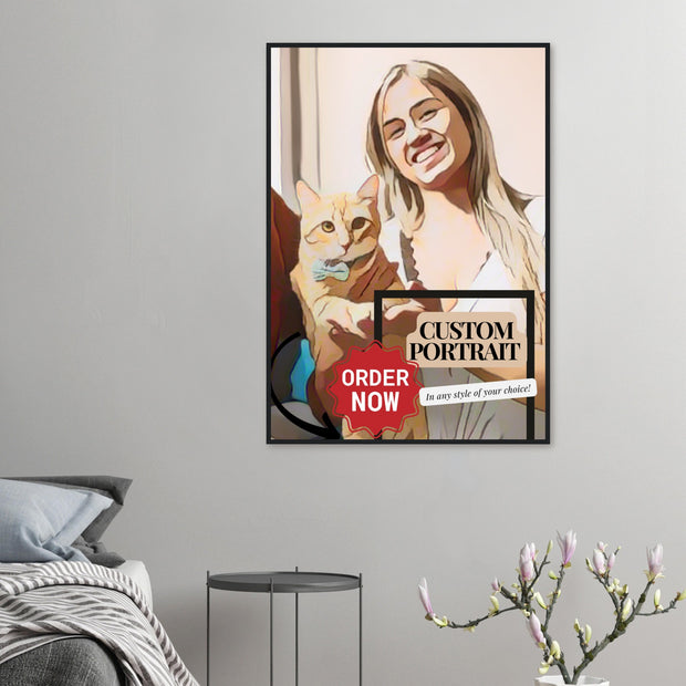 Custom Portrait with Frame | Trendy Cartoonized Family Wall Art | Classic Semi-Glossy Paper Wooden Framed Poster BABY VIBES & CO.