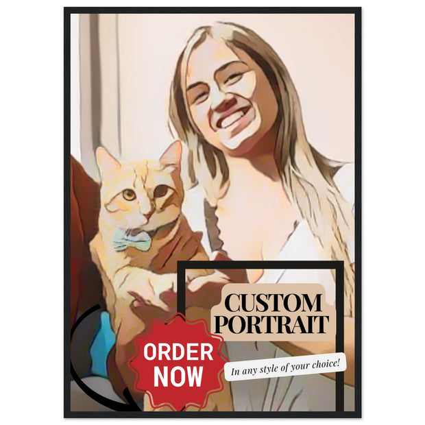 Custom Portrait with Frame | Trendy Cartoonized Family Wall Art | Classic Semi-Glossy Paper Wooden Framed Poster BABY VIBES & CO.