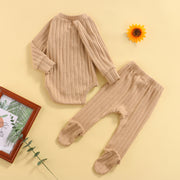 Ribbed Neutral Long Sleeve + Footies 0-18M BABY VIBES & CO.