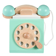 Vintage Boho Antique Wooden Dial Telephone Learning Toy BABY VIBES & CO.
